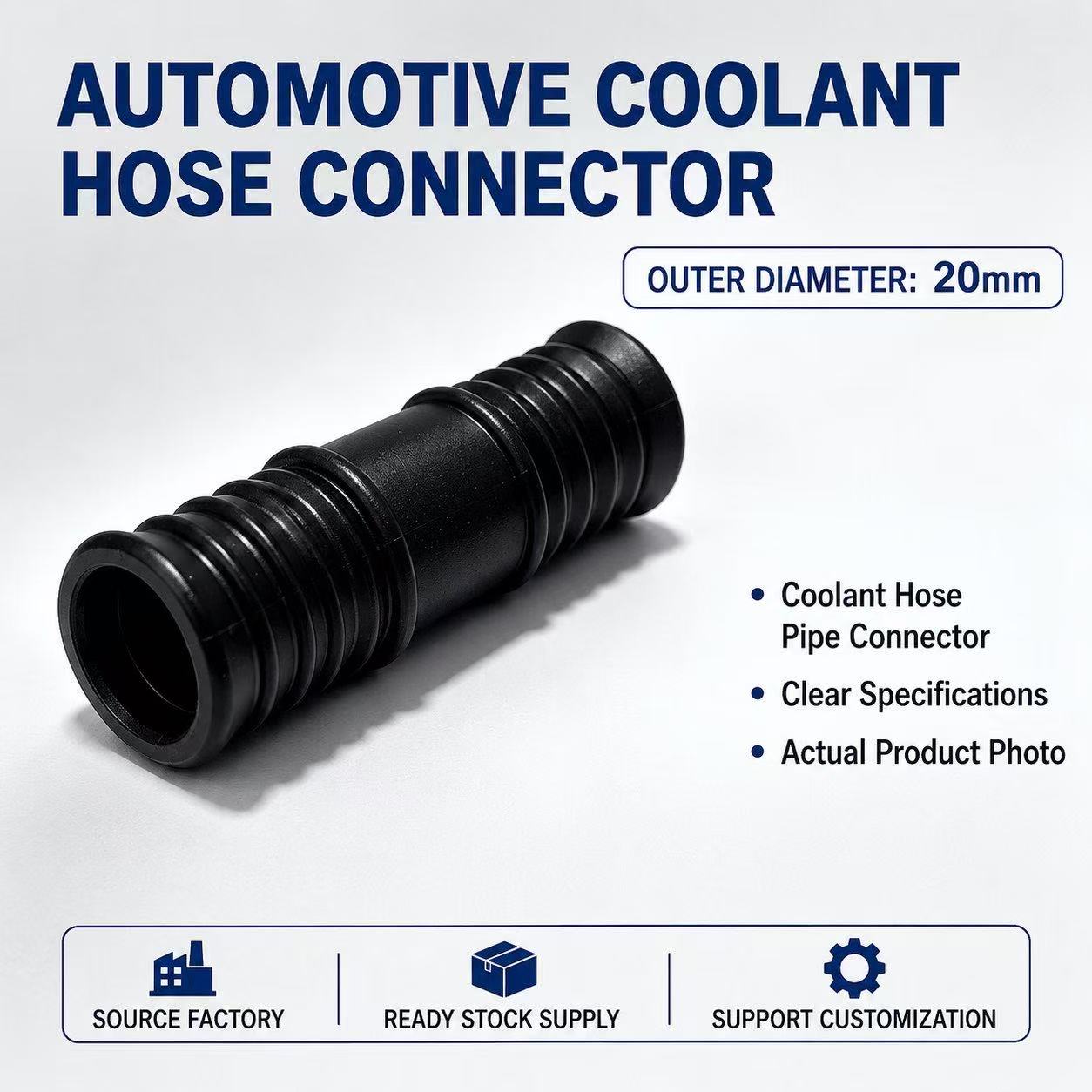 Automotive Coolant Hose Straight Connector, Outer Diameter 20mm