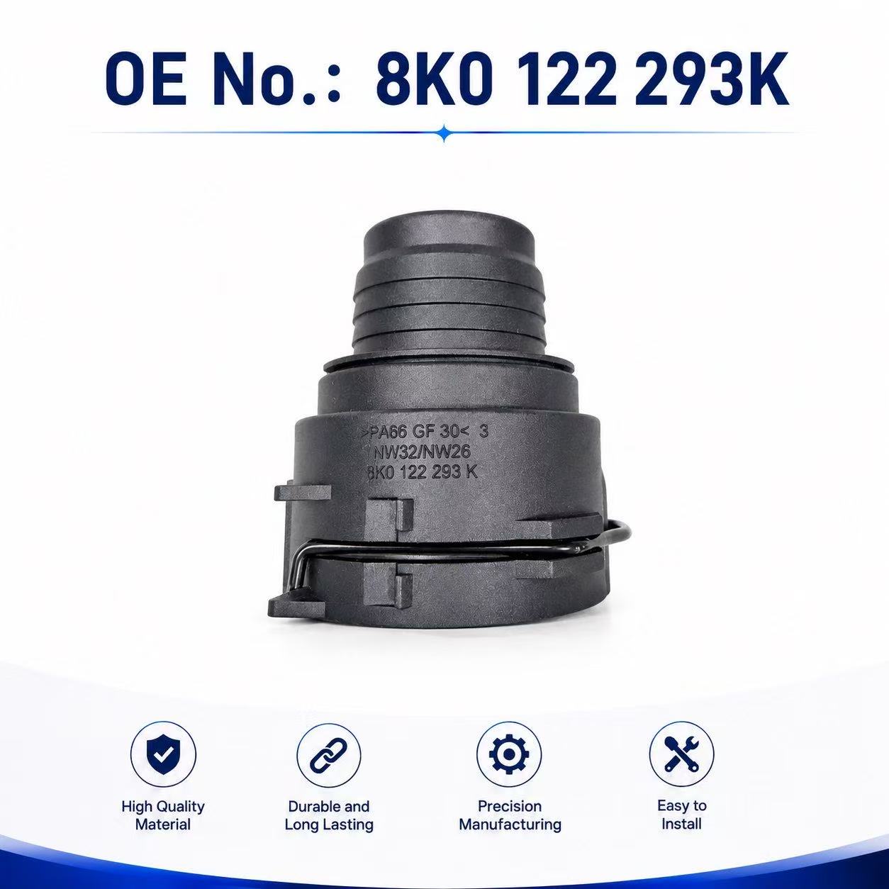 8K0 122 293K Car Radiator Water Pipe Connector Cooling Hose Joint For Audi