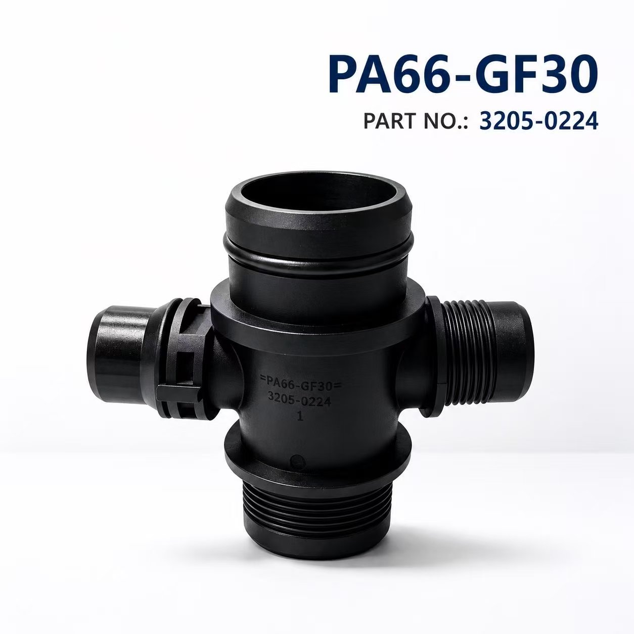 Automotive Coolant Four-Way Connector Part No.3205-0224 PA66-GF30
