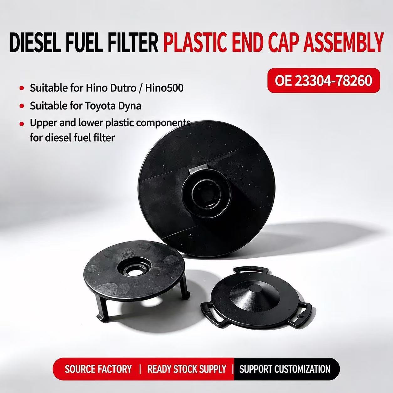 Diesel Fuel Filter Plastic End Cap Assembly OE 23304-78260 For Hino Dutro Hino500 Toyota Dyna