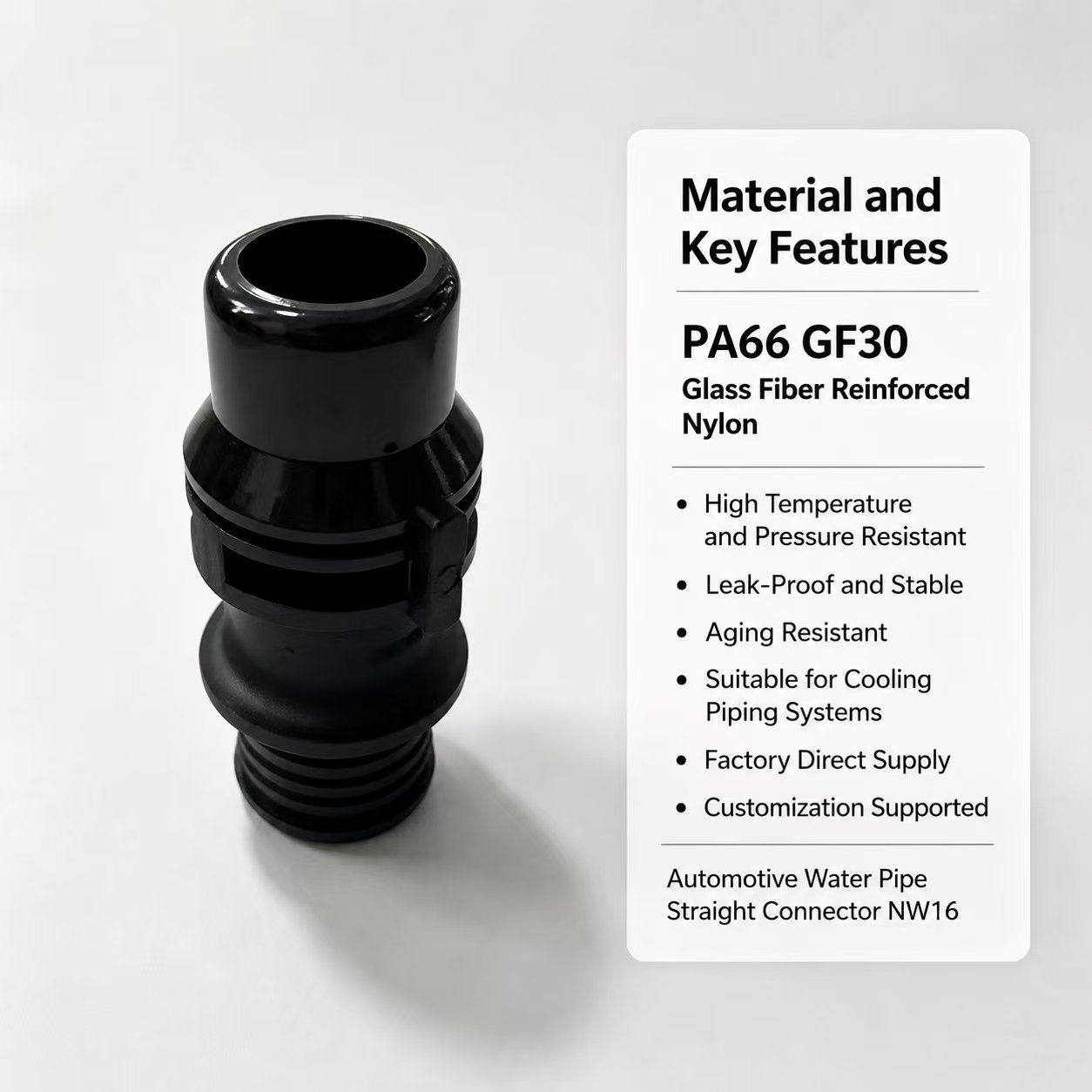 NW16 Straight Water Pipe Connector For Auto Cooling System