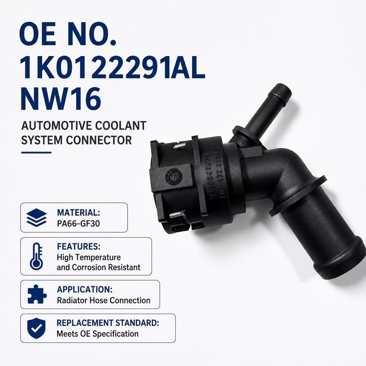 Automotive Coolant Connector 1K0122291AL NW16