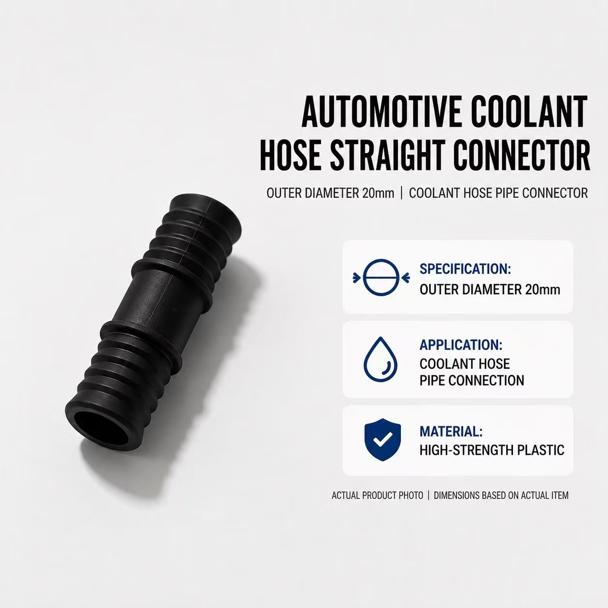 Automotive Coolant Hose Straight Connector, Outer Diameter 20mm