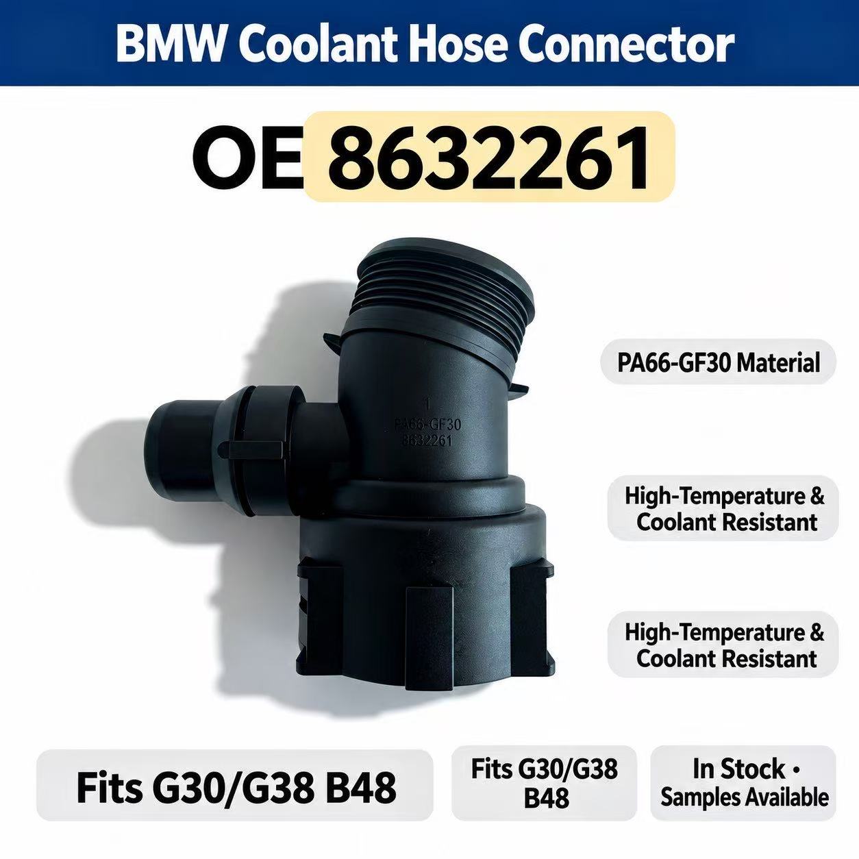 BMW Coolant Hose Connector OE 8632261 For G30 G38 B48 Engine