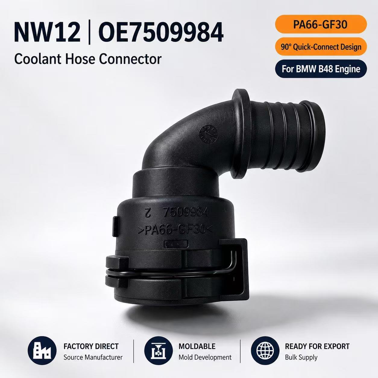 NW12 Coolant Hose Connector OE 7509984 For BMW B48 Engine Cooling System